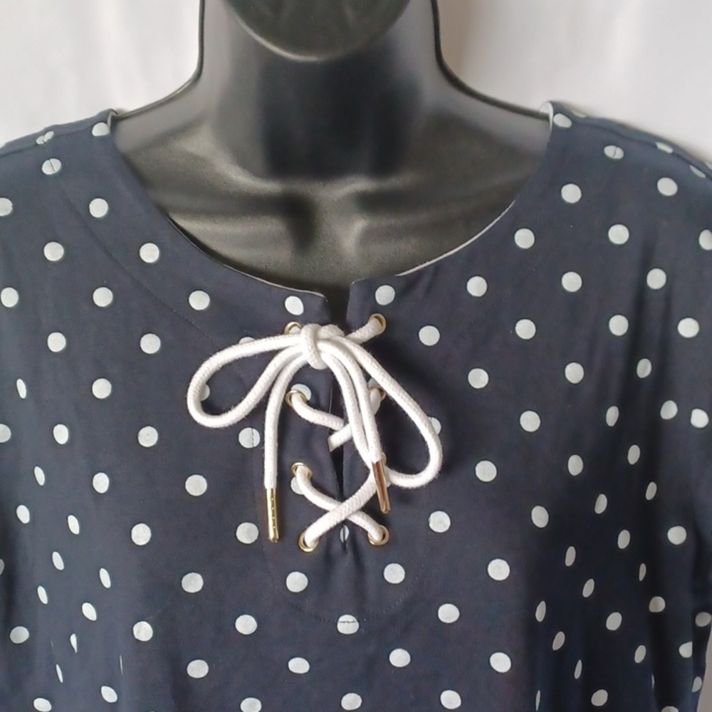 Tommy Hilfiger Dress, Large, Navy w/white polka dots - Picture 2 of 7